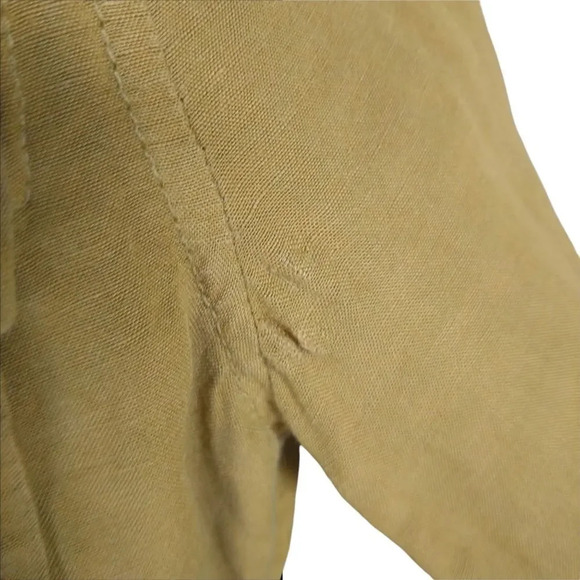 Lucky Brand Live in Love Military Style Jacket Linen Khaki Brown XS - Picture 10 of 10